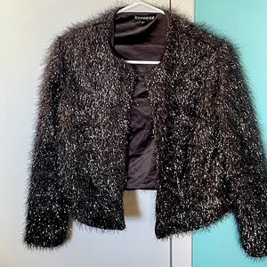 XS Express silver fuzzy jacket. Worn, in a great condition.